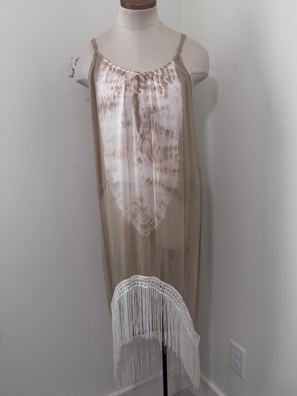 Gypsy 05 Natalie XS 100% Silk Tie Dye Fringe Mini Tank Dress ~ Modern Flapper
